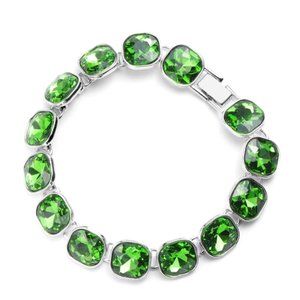 Simulated Emerald Tennis Bracelet in Silvertone & Iron